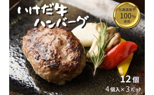 北海道 いけだ牛ハンバーグ12個×100g 計1200g 冷凍 小分け 池田牛 テレビで紹介 ブランド牛 牛肉 お肉 北海道牛 国産 ハンバーグ 牛肉100%