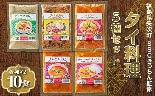 ラクうま！おうち本格タイ料理 5種セット（ガパオガイ、グリーンカレー、タレーポットポンカリー、トムヤムクンスープ、カオソイスープ、各種2個）合計10食セット F6U-227