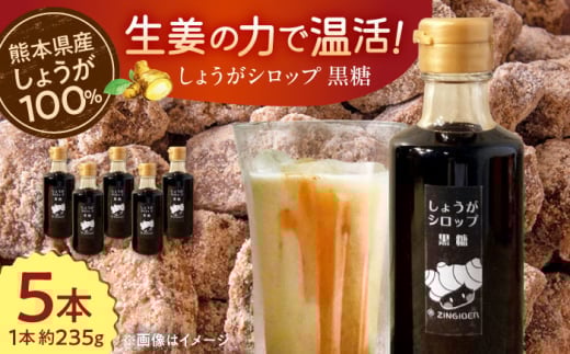 【お中元対象】しょうが シロップ 黒糖 約235g×5本 セット【ジンジベル】 [AYAD011]