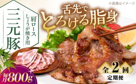 【全2回定期便】三元豚 肩ロース しょうが焼き用 800g (200g×4P)《喜茂別町》【平田牧場】 三元豚 肉 豚肉 ロース 生姜焼き スライス 冷凍 冷凍配送 定期便 北海道 平田牧場 [AJAP139] 2123454 - 北海道喜茂別町