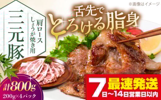 三元豚 肩ロースしょうが焼き用(200g×4)[喜茂別町][平田牧場] 三元豚 肉 豚肉 ロース 生姜焼き スライス 冷凍配送 定期便 [AJAP130]