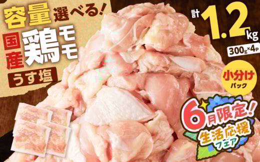 【 期間限定 生活応援 】【国産】鶏モモ(うす塩)1.2kg K025-012_04 2073739 - 鹿児島県鹿児島市