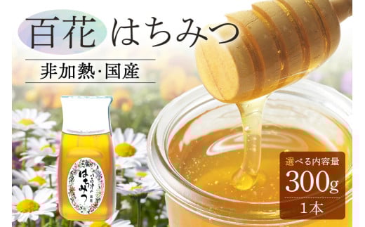 376. 農林水産大臣賞受賞!! 使いやすいプラ容器入り 非加熱生はちみつ 百花 300g 1本 純粋生はちみつ