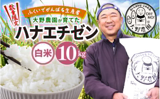 【先行予約】【令和7年産・新米】ふくいでがんばる生産者 大野農園が育てた ハナエチゼン 10kg（5kg×2袋）【9月上旬以降順次発送】 [m49-a008_09] 2134064 - 福井県美浜町
