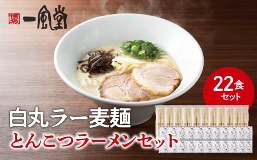 一風堂白丸ラー麦麺セット（22食） ラーメン とんこつ 豚骨 豚骨スープ ストレート麺 ラー麦 本格 福岡 ご当地 お取り寄せ