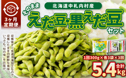 【3ヶ月定期便】そのまま枝豆 そのまま黒えだ豆 各約300g×3袋 計約5.4kg 枝豆 黒えだ豆 黒枝豆 えだ豆 えだまめ エダマメ おつまみ おやつ 定期便 3回 国産 冷凍