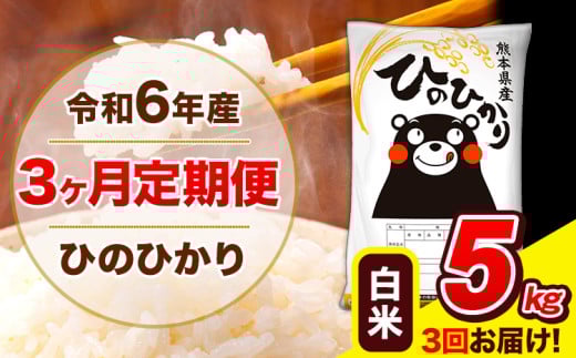 令和6年産 ひのひかり 【3ヶ月定期便】 白米  5kg (5kg×1袋) 計3回お届け 《お申し込み月の翌月から出荷開始》 熊本県産 白米 精米 ひの 米 こめ お米 熊本県 長洲町