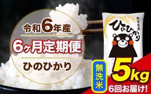 令和6年産 【6ヶ月定期便】 ひのひかり 無洗米 5kg 5kg×1袋 計6回お届け 熊本県産 こめ コメ 無洗米 精米 荒尾市 ひの 米 定期 《お申込み月の翌月から出荷開始》 1569983 - 熊本県荒尾市
