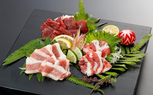 【熊本と畜】桜屋馬刺し3種【赤身・フタエゴ・サガリ】450ｇ（専用醤油付き）