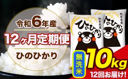 令和6年産【12ヶ月定期便】ひのひかり 無洗米 10kg 5kg×2袋 計12回お届け 熊本県産 こめ コメ 白米 精米 荒尾市 ひの 米 定期 《お申込み月の翌月から出荷開始》 1214212 - 熊本県荒尾市