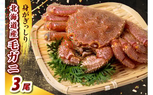 北海道産毛ガニ（450g×3尾）【er021-002】（毛がに 毛ガニ 茹で毛蟹 ボイル ボイル済み 茹で カニ 蟹 かに 姿 かにみそ かに鍋 冷凍 魚介 魚介類 海鮮 海の幸 海産物 お取り寄せ 国産 北海道 えりも町）