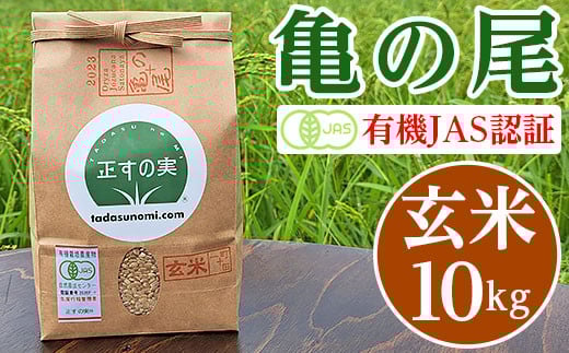 亀の尾 10kg 玄米 有機JAS認証 Oryza Jozucana Satonaya【正すの実】