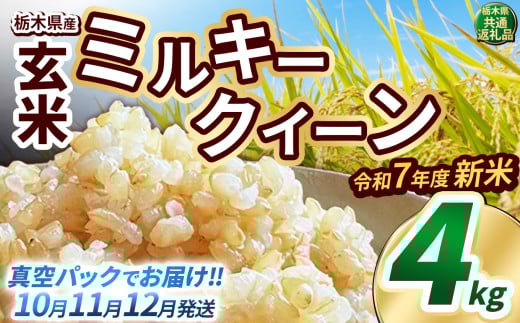 【先行予約】いちご農家さん応援米！令和7年度新米 玄米真空パック 約4kg ミルキークイーン | 新米 真岡市産 真空 パック 米  お米 こめ 玄米 ご飯 ごはん もちもち  限定 ふるさと納税 先行 予約 栃木県 真岡市 送料無料 