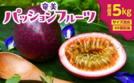 奄美パッションフルーツ 5kg 家庭用（サイズ混合）（60個前後）　A135-006