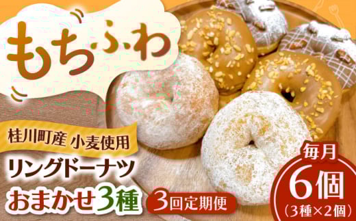 [全3回定期便]ふわもちリングドーナツ おまかせ6個セット(3種×2個)桂川町/PIZZERIA TUTTI [ADBH054]