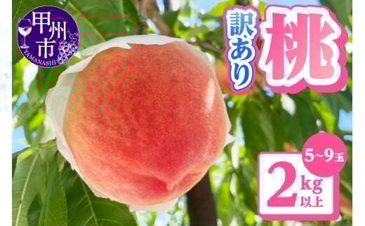 [訳あり]桃5〜9玉2kg以上[2025年発送](AGB)A09-876 [わけあり 桃 もも モモ 令和7年発送 期間限定 山梨県産 甲州市 フルーツ 果物]