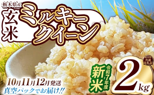 【栃木県共通返礼品】【先行予約】【11月発送】【数量限定】令和7年度新米 栃木県産ミルキークイーン（玄米真空パック） 2kg  | 玄米 精米 お米 コメ ミルキークイーン 先行予約 ブランド米 栃木県 特産品  下野市 送料無料