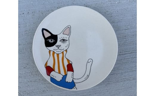 [喜鶴製陶]有田焼/猫絵皿 3寸小皿 保護猫事業
