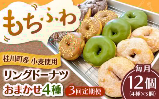 [全3回定期便]ふわもちリングドーナツ おまかせ12個セット(4種類×3個)桂川町/PIZZERIA TUTTI [ADBH051]