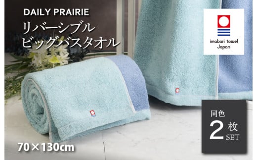 (今治タオルブランド認定品)DAILY PRAIRIE リバーシブルビッグバスタオル 2枚セット (ミント/ブルー) [I002960BBT2MT/B] 今治タオル タオル 今治バスタオル ビッグバスタオル ギフト ギフトセット お祝い 贈り物 日本製