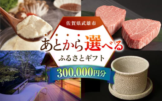 [あとから選べる]武雄市ふるさとギフト 寄附額30万円分 [UZZ009] あとから寄附 あとから寄付 選べるギフト あとからセレクト 佐賀牛 牛肉 武雄焼 やきもの 温泉湯豆腐 豆腐 米 宿泊券 観光