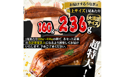 鹿児島県曽於市のふるさと納税 無投薬！鹿児島県産うなぎ蒲焼セット＜極上＞(計1.3kg以上・ 160g～236g×7尾) タレ・山椒付き 鰻 ウナギ 国産【西日本養鰻】D30-v01