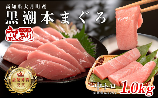【訳あり】本マグロ 中トロ1kg 不定貫 養殖マグロ 高知県産 指定日発送可能 2148204 - 高知県大月町