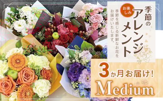 3か月 お届け お楽しみ！ 季節 の アレンジメント 「Medium」 | アレンジ タイプ 高さ約26cm 横幅約23cm お花 flower フラワー ふらわー 花 はな リトルシード インテリア 植物 定期便 お任せ お見舞い ギフト お祝い 誕生日 親孝行 プレゼント贈り物 新鮮 調布  東京都 1114114 - 東京都調布市