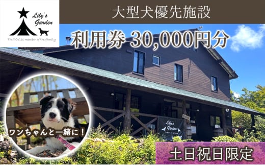 【土日祝日限定】 Lily's Garden 利用券 30,000円分 ペットと泊まれる 犬 大型犬 犬好き ペット わんこ 裾野 裾野市 静岡 伊豆 宿泊券 自然 旅行 観光[№5812-0644] 2137716 - 静岡県裾野市