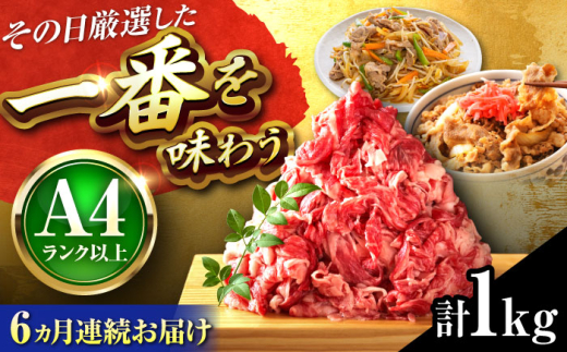 【全6回定期便】【A4〜A5】博多和牛 切り落とし 1kg(500g×2P) 吉富町/株式会社MEAT PLUS [BGAB102]