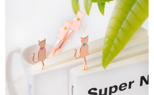 【誕生石ブックマーカー】＜10月 オパール＞ 猫しおり 読書 おしゃれ 敬老の日 父の日 ブックマーク 栞 ねこ ギフト