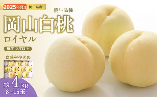 MM-30　白桃 特秀 ロイヤル 大玉 晩生品種 4kg 岡山県産 桃 もも  御中元 ギフト 御礼 プレゼント 御礼 御祝 御供 果物 くだもの フルーツ