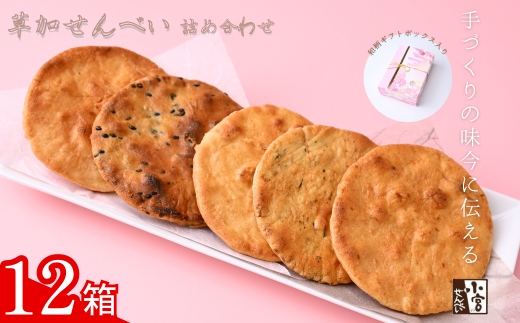 草加せんべい ギフトボックス 12箱【小宮せんべい本舗】 | せんべい 煎餅 草加せんべい 草加煎餅 そうかせんべい 炭火手焼き 手焼き 炭火 手焼き 伝統製法 お菓子 和菓子 おいしい おすすめ 歴史 個包装 ギフト プレゼント 贈答用 贈答 敬老の日 父の日 母の日 プチギフト 小宮煎餅 煎餅 せんべい おせんべい おかし  高級感 おいしい  埼玉県 草加市 