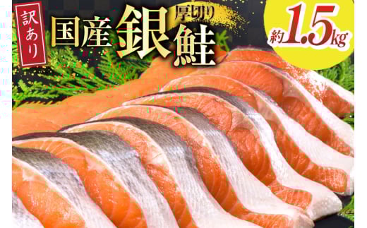 訳あり 国産 減塩 厚切り 塩銀鮭 切身 計 1.5kg [足利本店 宮城県 気仙沼市 20565397] サーモン 鮭 さけ サケ シャケ 魚 海鮮 魚介 甘塩味 規格外 不揃い 鮭切身 切り身 簡易包装 家庭用 訳アリ 冷凍 塩分控えめ 無添加