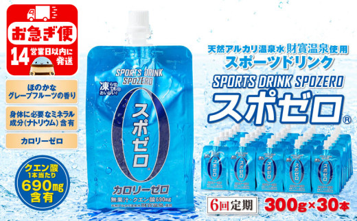 E5-2260／【6回定期】スポーツドリンク 300g×30本 スポゼロ パウチタイプ