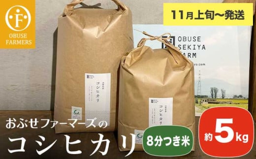 コシヒカリ 8分つき米  約5kg ［ おぶせファーマーズ ］ お米 コメ おこめ ご飯 精米 長野県産 【2025年11月上旬～発送】 ［FK-15］ 2030305 - 長野県小布施町