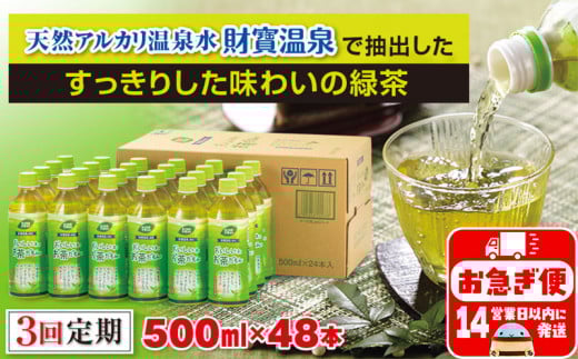 C3-22119／【3回定期】財宝のおいしい お茶 500ml×24本×2箱
