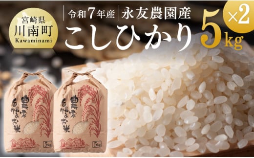 【令和7年産】永友農園産「こしひかり」10kg(5kg×2)【 米 お米 白米 精米 国産 宮崎県産 コシヒカリ 】