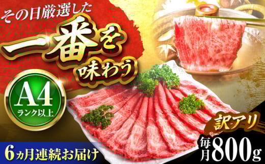 【全6回定期便】【訳あり】【A4〜A5】博多和牛 赤身霜降りしゃぶしゃぶすき焼き用(肩・モモ)800g 吉富町/株式会社MEAT PLUS [BGAB084]