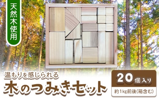 木のつみきセット 20個入り 約1kg 株式会社ウッドピア 《30日以内出荷(土日祝除く)》 つみき 木製 送料無料 徳島県 美馬市 スギ おもちゃ
