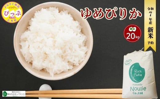 2025年産 先行受付【農業生産法人ノウリエ】北海道産 ゆめぴりか 精米 20kg【11月から12月上旬発送】 米 お米 北海道米 特Aランク 国産 白米 コメ 北海道 比布町 ぴっぷ 2145634 - 北海道比布町
