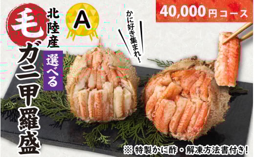 【訳あり】蟹好き集まれ！選べる北陸産 毛ガニ 甲羅盛Aセット【40,000円コース】 [D-096008_01] / カニ 蟹 かに ケガニ 毛蟹 毛がに 雌 ゆで 茹で 茹でがに ボイル 甲羅盛 甲羅盛り かに酢 手軽 国産 冷凍 甲羅蟹 甲羅がに ワケアリ 訳アリ 1258627 - 福井県福井市