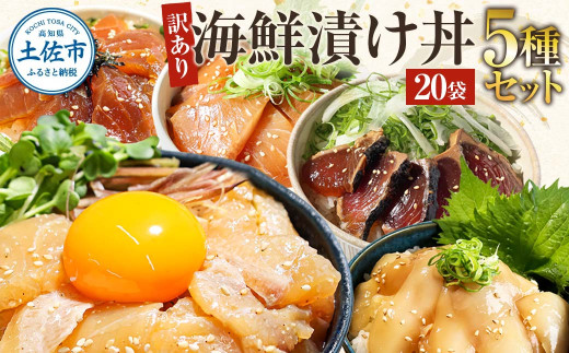 訳あり 海鮮漬け丼 （5種×各4P）セット 漬け丼 海鮮丼 まぐろ いか ぶり 鯛 かつおのたたき 鰹タタキ 訳アリ 不揃い 規格外 わけあり 食べ比べ 海鮮 魚介類 水産加工品 冷凍 食品 保存食 鯛茶漬け 小分け 一人暮らし 簡単 高知 惣菜 20000円