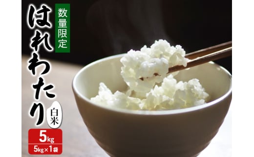 数量限定 令和7年産 はれわたり 白米 5kg 1袋 米 精米 こめ お米 おこめ コメ ご飯 ごはん 特A 特A米 令和7年 限定 H.GREENWORK 青森 青森県 鯵ヶ沢町  2128117 - 青森県鰺ヶ沢町
