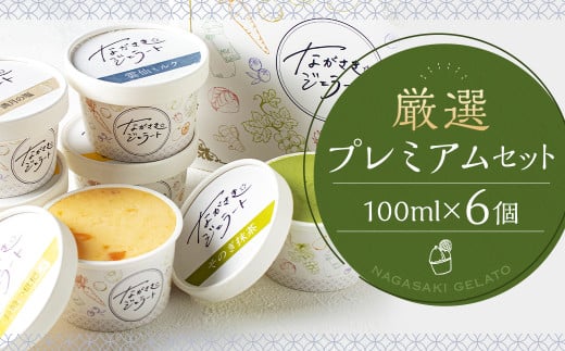 厳選プレミアムセット 100ml×6個 ／ ジェラート詰め合わせ （ミルク・ピスタチオ・ダークチョコ・そのぎ抹茶”極濃”・季節限定） 大衆割烹樋口 ｢ながさきジェラート｣ アイス ひぐち 長崎