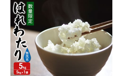 数量限定 令和7年産 はれわたり 無洗米 5kg 1袋 米 白米 こめ お米 おこめ コメ ご飯 ごはん 特A 特A米 令和7年 限定 H.GREENWORK 青森 青森県 鯵ヶ沢町  2128119 - 青森県鰺ヶ沢町