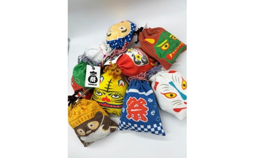 丹後ちりめん 祭巾着 デザイン選べる サイズ:約22cm×13cm DZ00028-01・DZ00028-02