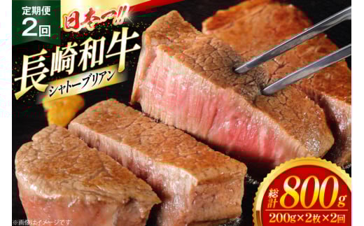 シャトーブリアン 定期便 長崎和牛 シャトーブリアン 200g 2枚 2回 総計800g [大川ストアー 長崎県 東彼杵町 hs42bag580018] シャトーブリアン 2146221 - 長崎県東彼杵町