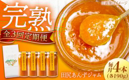 【全3回定期便】 ジャム 田尻完熟あんずジャム (4本) ジャム 果物 あんず パン 甘い 菓子 朝ごはん 広島県福山市/有限会社勉強堂 [BAFL008]