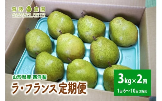 【定期便：全２回】ラ・フランス　３ｋｇ　ご家庭用を２回お届け　0037-2514 2081736 - 山形県上山市